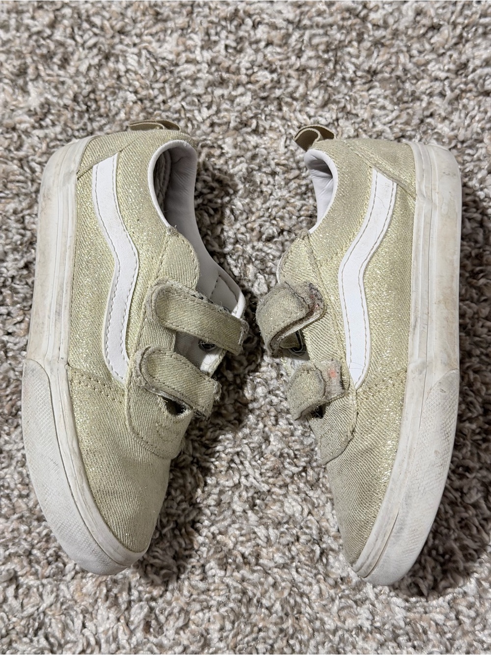 Vans Kids Glitter Velcro Sneakers - Cream/White